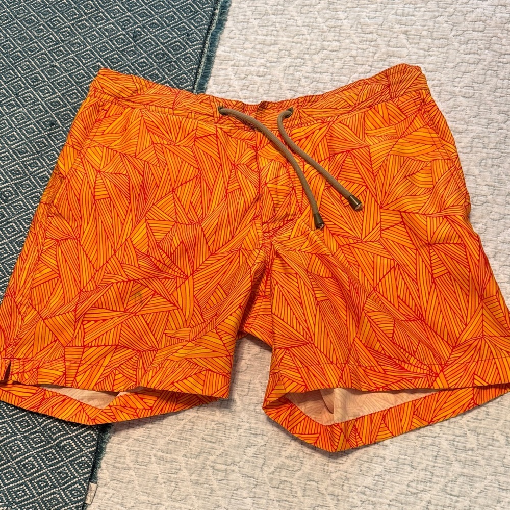 Thor Vibrant Orange Patterned Swim Trunks